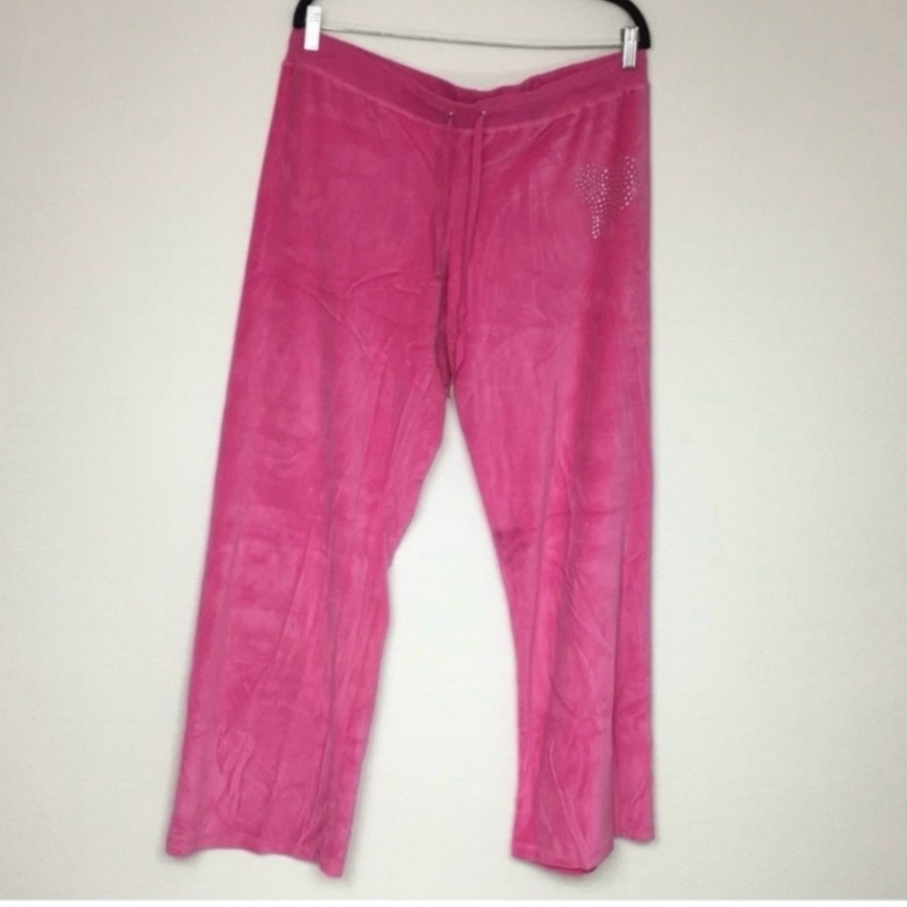 Sweet Tart Women's Pink Bling LOVE Velour Midrise Drawstring Sweatpants Size XL